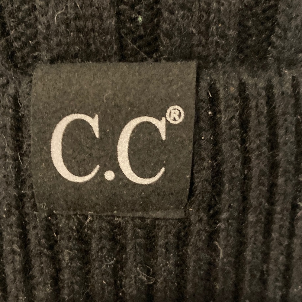 C.C Black Knit Pom Pom Beanie - Picture 2 of 5